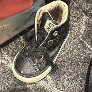 Converse Kids Black Leather Sneakers
